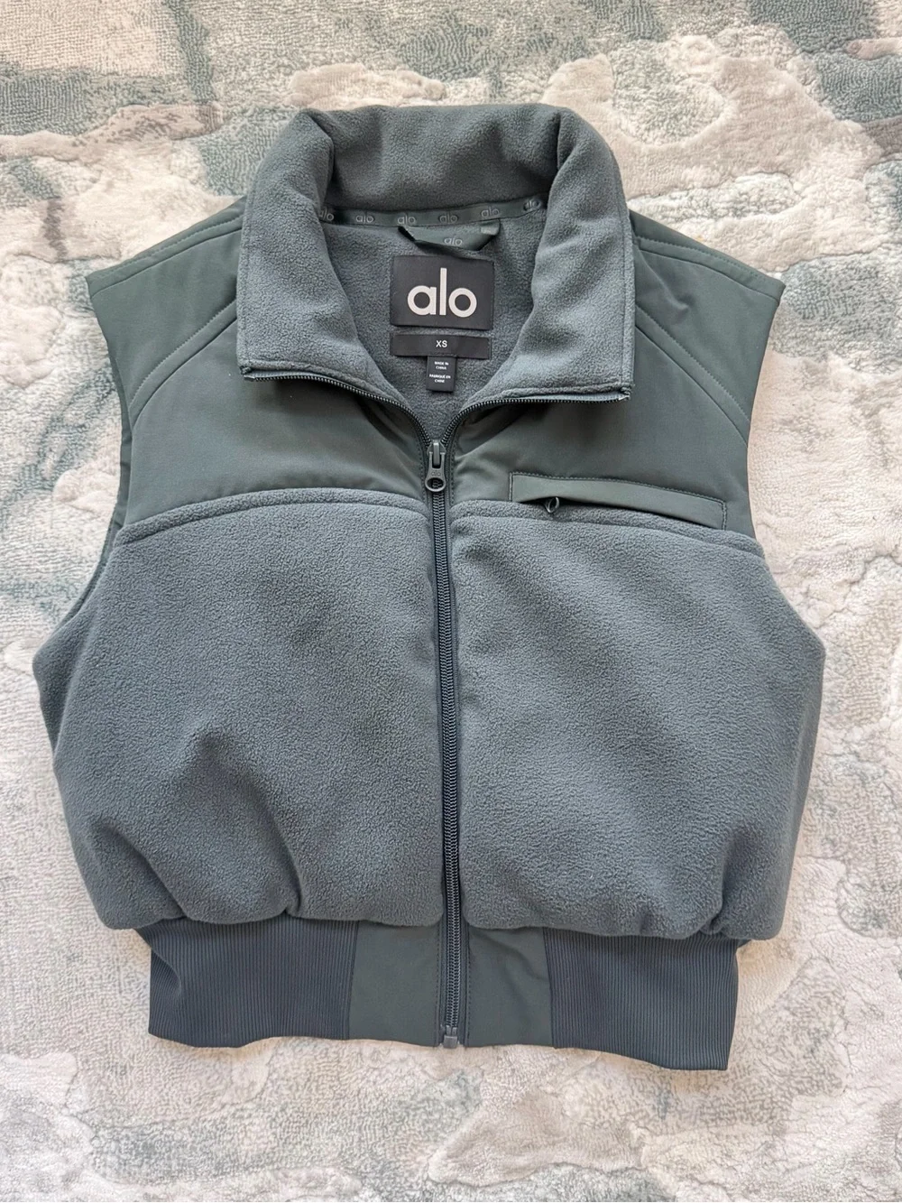 ALO Yoga  Fleece Zip Vest in Slate Green